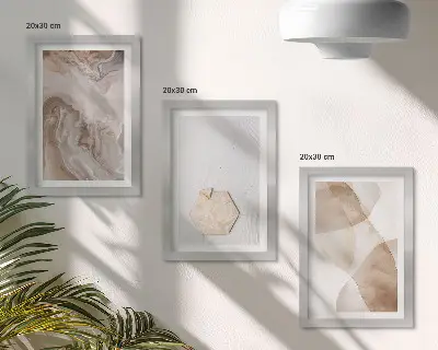 Trittico incorniciato decorazione murale con astrazione di design ispirata alla natura