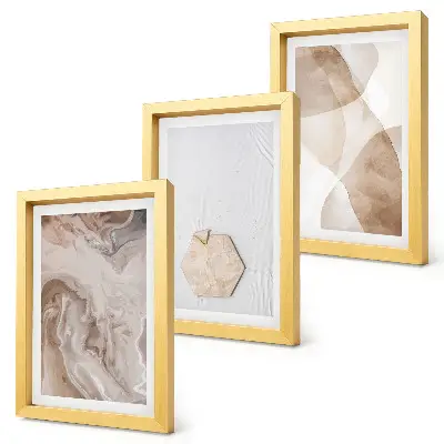 Trittico incorniciato decorazione murale con astrazione di design ispirata alla natura