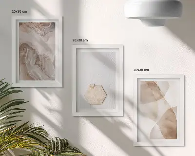 Trittico incorniciato decorazione murale con astrazione di design ispirata alla natura