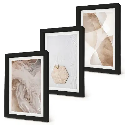 Trittico incorniciato decorazione murale con astrazione di design ispirata alla natura
