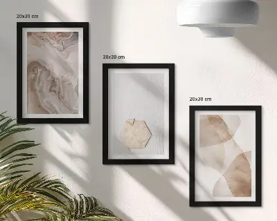 Trittico incorniciato decorazione murale con astrazione di design ispirata alla natura