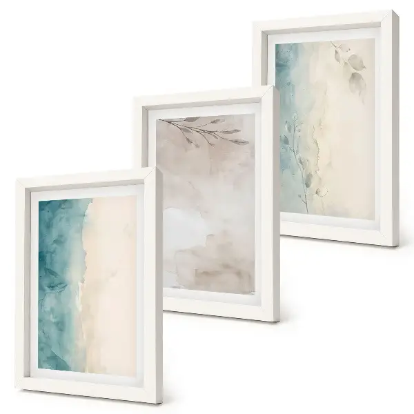 Trittico di quadri con texture delicata effetto acquerello