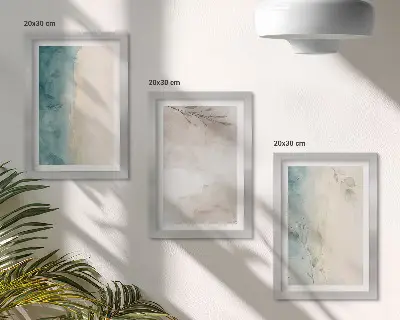 Trittico di quadri con texture delicata effetto acquerello