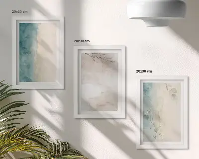 Trittico di quadri con texture delicata effetto acquerello