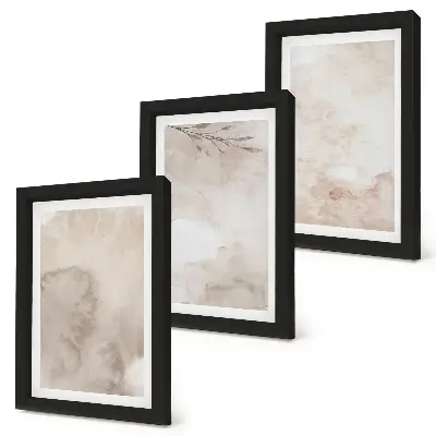Composizione di 3 quadri con texture effetto acquerello rovesciato in stile boho