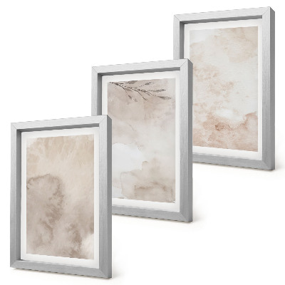 Composizione di 3 quadri Texture effetto acquerello rovesciato, stile boho