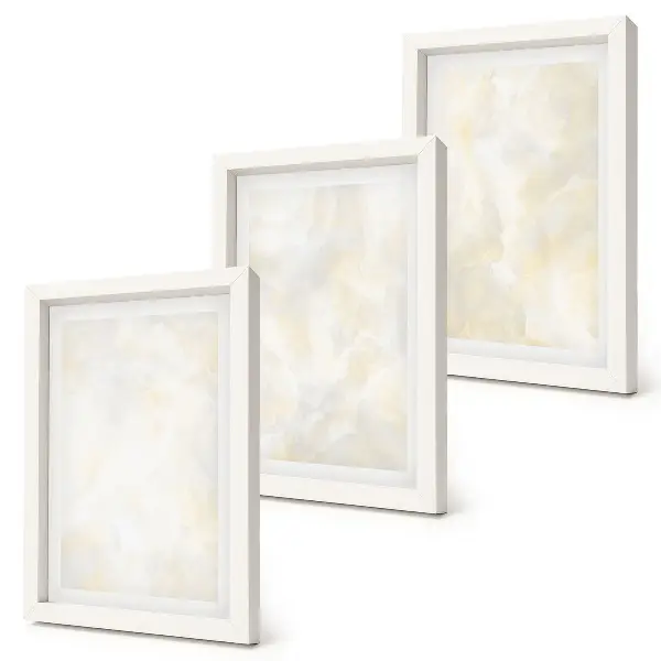 Trittico incorniciato con design a pennellate materiche dalla texture brillante
