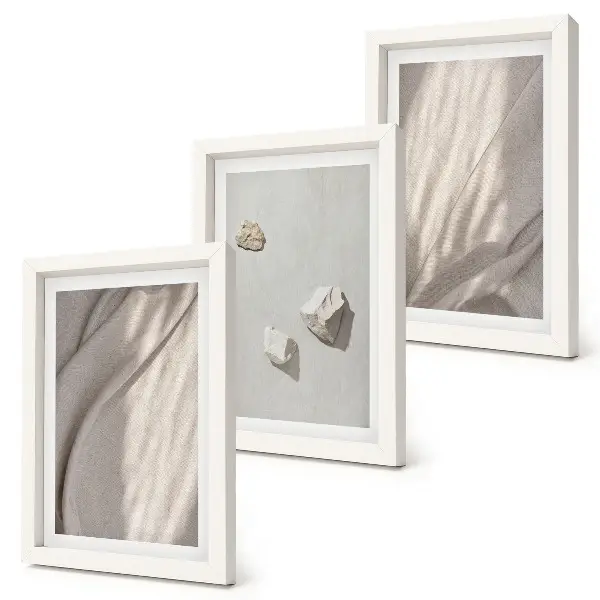 Composizione di 3 quadri con primi piani di strutture moderne in stile boho