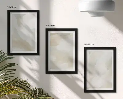 Composizione di 3 quadri con tracce di texture pittorica in stile minimalista