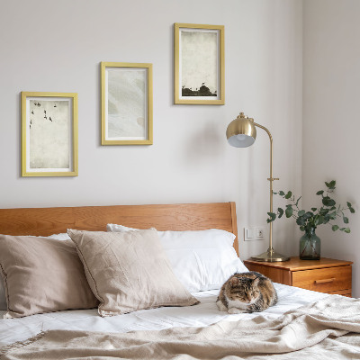 Trittico incorniciato Uccelli, rocce e pennellate: decorazioni minimaliste