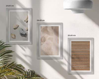 Composizione di 3 quadri Pietre, legno, tessuto, varie texture