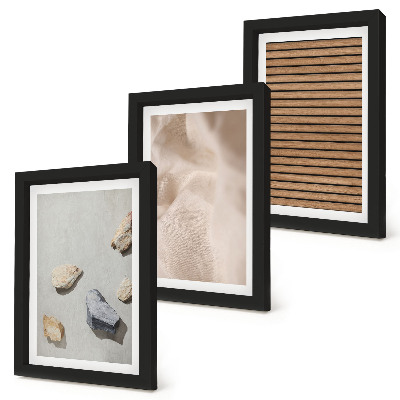 Composizione di 3 quadri Pietre, legno, tessuto, varie texture