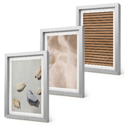 Composizione di 3 quadri Pietre, legno, tessuto, varie texture
