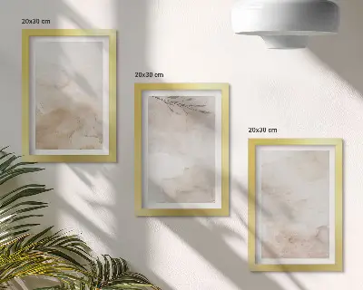 Composizione di 3 quadri con macchie e foglie ad acquerello dai colori pastello