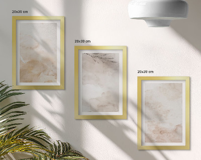 Composizione di 3 quadri Macchie e foglie ad acquerello dai colori pastello.