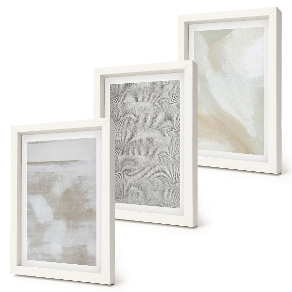 Composizione di 3 quadri Astrazione nel design, texture pittoriche moderne