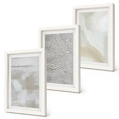 Composizione di 3 quadri con design astratto e texture pittoriche moderne