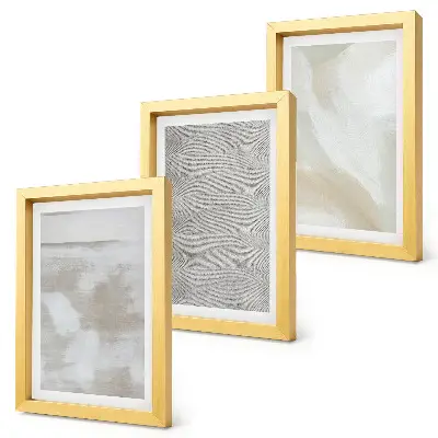 Composizione di 3 quadri con design astratto e texture pittoriche moderne