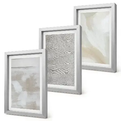 Composizione di 3 quadri con design astratto e texture pittoriche moderne