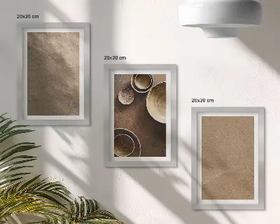 Composizione di 3 quadri con strutture in pietra in stile moderno minimalista