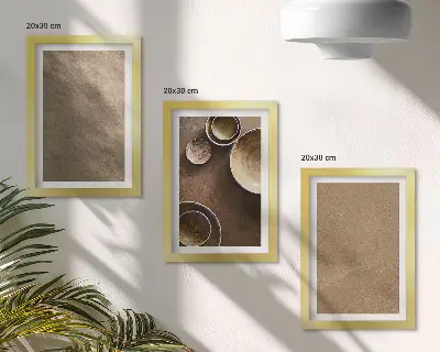 Composizione di 3 quadri con strutture in pietra in stile moderno minimalista