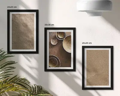 Composizione di 3 quadri con strutture in pietra in stile moderno minimalista