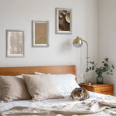 Trittico incorniciato con grafiche a strutture e texture in stile minimalista