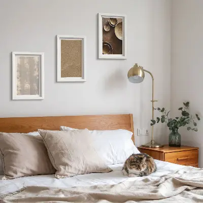 Trittico incorniciato con grafiche a strutture e texture in stile minimalista