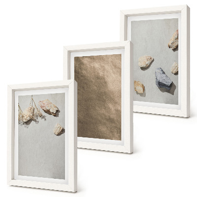 Trittico incorniciato Pietre da spiaggia, strutture naturali