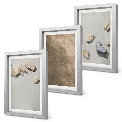 Trittico incorniciato Pietre da spiaggia, strutture naturali