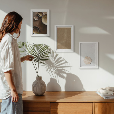 Composizione di 3 quadri Texture minimaliste in colori caldi