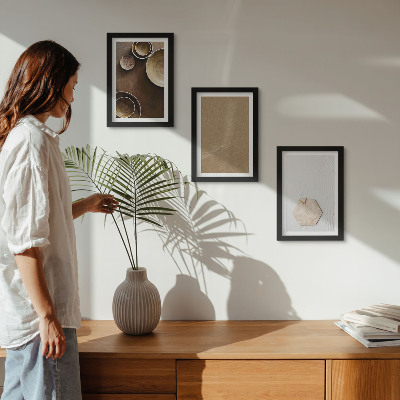 Composizione di 3 quadri Texture minimaliste in colori caldi