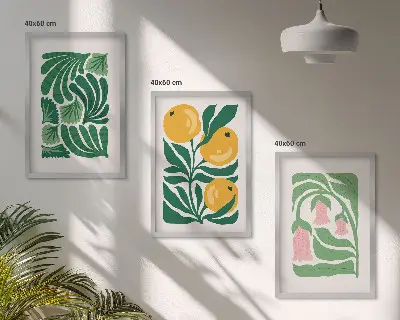Set di quadri incorniciati con composizioni vegetali minimaliste