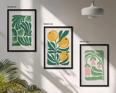 Set di quadri incorniciati con composizioni vegetali minimaliste