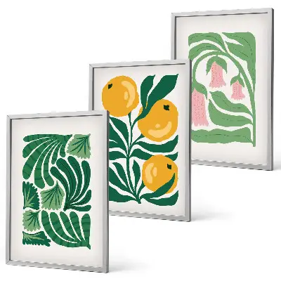 Set di quadri incorniciati con composizioni vegetali minimaliste