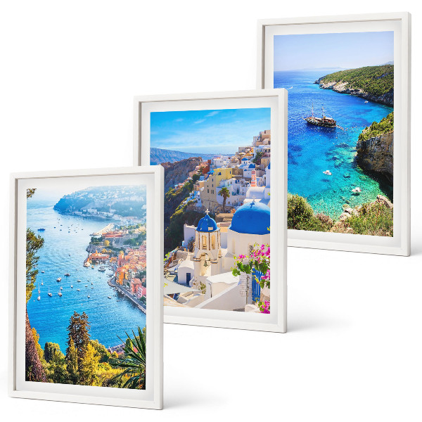Set di 3 quadri Vedute greche di Santorini Oia
