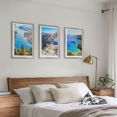 Set di 3 quadri Vedute greche di Santorini Oia