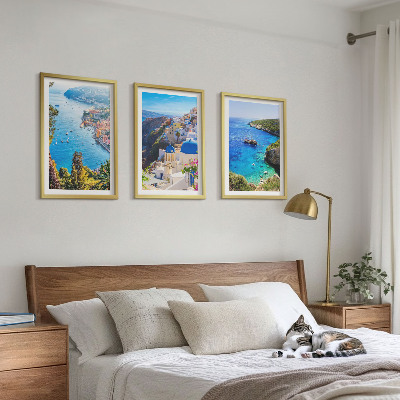 Set di 3 quadri Vedute greche di Santorini Oia