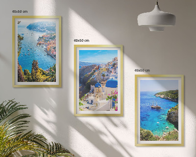 Set di 3 quadri Vedute greche di Santorini Oia