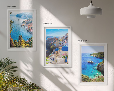 Set di 3 quadri Vedute greche di Santorini Oia