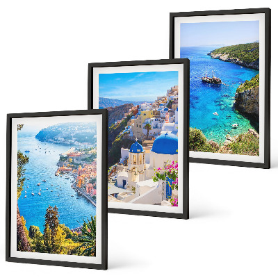 Set di 3 quadri Vedute greche di Santorini Oia
