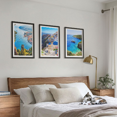Set di 3 quadri Vedute greche di Santorini Oia