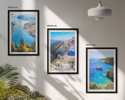 Set di 3 quadri Vedute greche di Santorini Oia