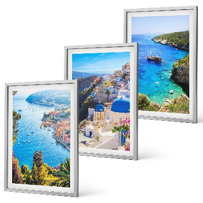 Set di 3 quadri Vedute greche di Santorini Oia