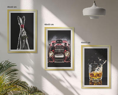 Set di 3 quadri Gambe di donna rosa auto whisky