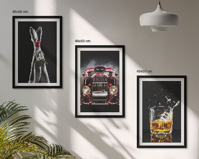 Set di 3 quadri Gambe di donna rosa auto whisky