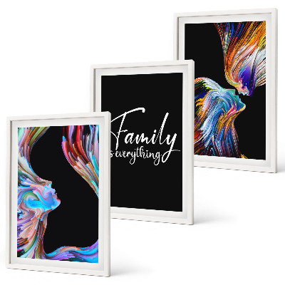 Set di 3 quadri Ritratti di persone, motivi colorati, famiglia