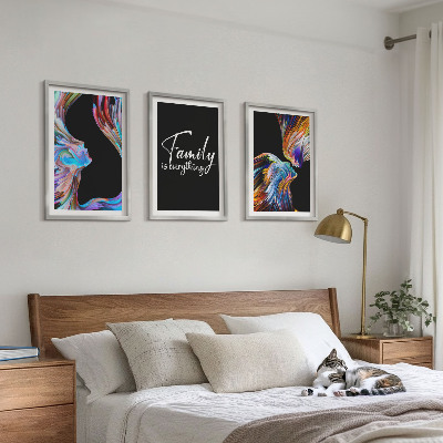 Set di 3 quadri Ritratti di persone, motivi colorati, famiglia