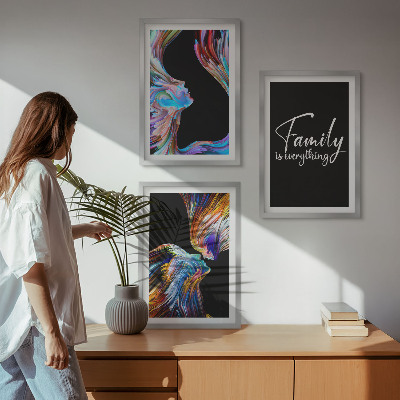 Set di 3 quadri Ritratti di persone, motivi colorati, famiglia