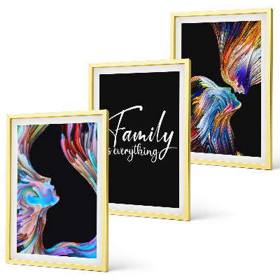 Set di 3 quadri Ritratti di persone, motivi colorati, famiglia
